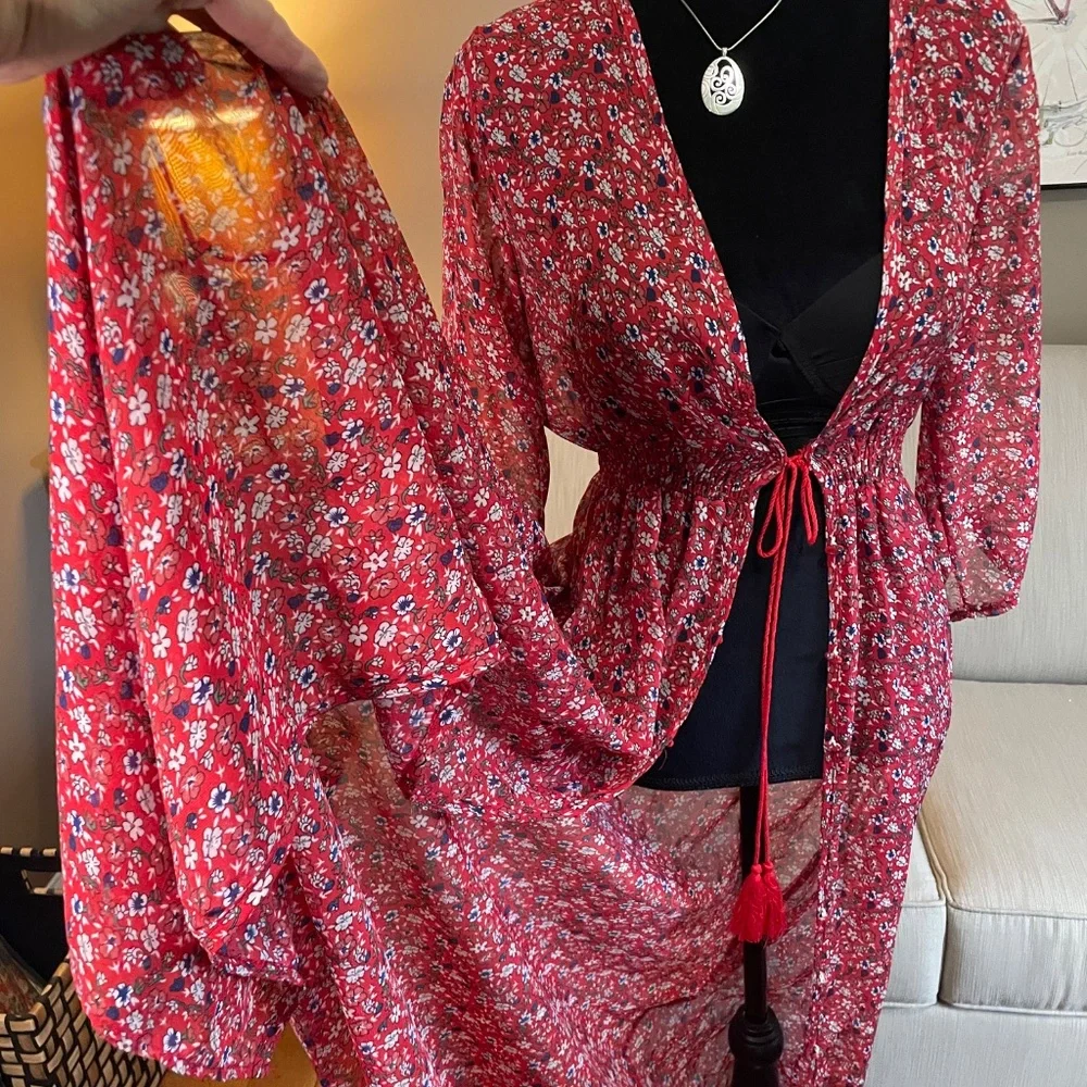Pretty, sheer outer garment, 3/4 sleeve, sz Med - Picture 4 of 10